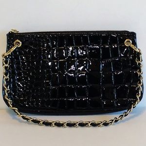 Gianni Bini black faux alligator embossed bag